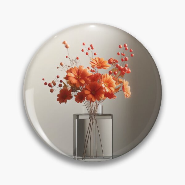 Item preview, Orange Flower Bouquet in Glass Vase, Warm Botanical Floral Still Life designed and sold by NarjaShop.