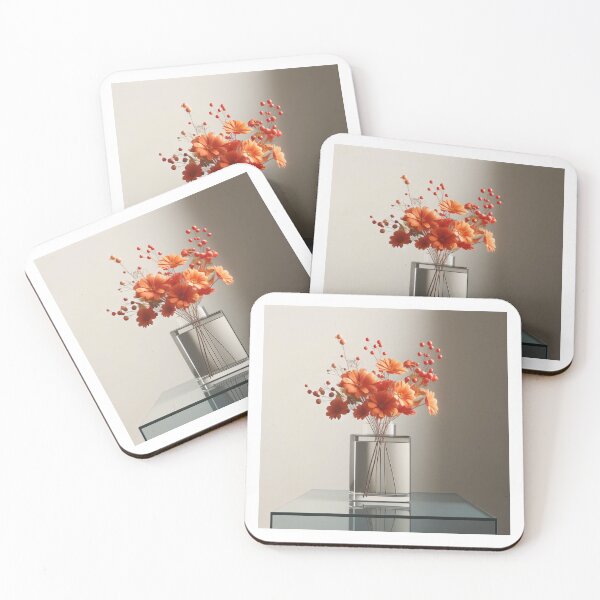 Item preview, Orange Flower Bouquet in Glass Vase, Warm Botanical Floral Still Life designed and sold by NarjaShop.