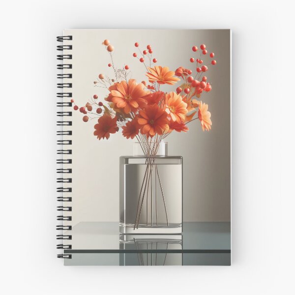 Item preview, Orange Flower Bouquet in Glass Vase, Warm Botanical Floral Still Life designed and sold by NarjaShop.
