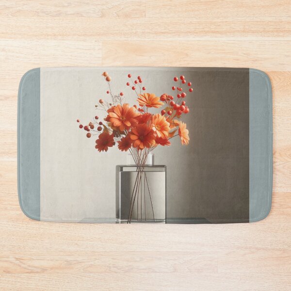 Item preview, Orange Flower Bouquet in Glass Vase, Warm Botanical Floral Still Life designed and sold by NarjaShop.