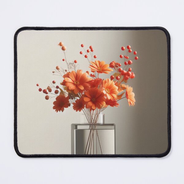 Item preview, Orange Flower Bouquet in Glass Vase, Warm Botanical Floral Still Life designed and sold by NarjaShop.