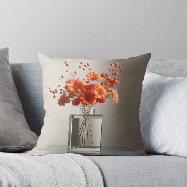 Item preview, Orange Flower Bouquet in Glass Vase, Warm Botanical Floral Still Life designed and sold by NarjaShop.