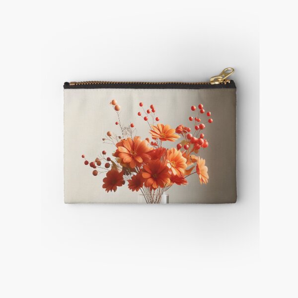 Item preview, Orange Flower Bouquet in Glass Vase, Warm Botanical Floral Still Life designed and sold by NarjaShop.