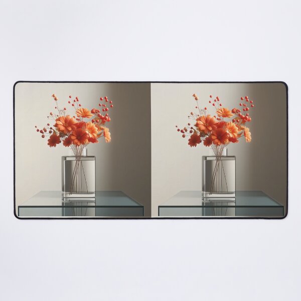 Item preview, Orange Flower Bouquet in Glass Vase, Warm Botanical Floral Still Life designed and sold by NarjaShop.