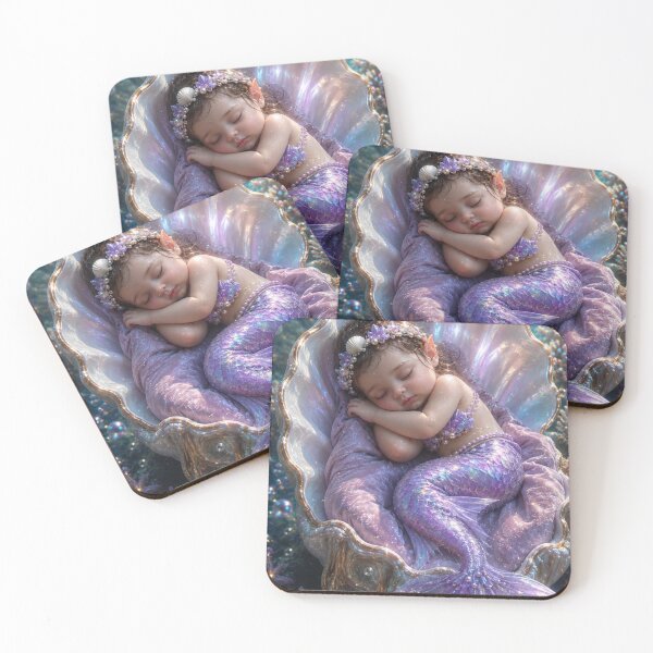 Item preview, Sleeping Baby Mermaid in Water – Enchanted Ocean Fantasy Art designed and sold by Bhaskar Digital Art.
