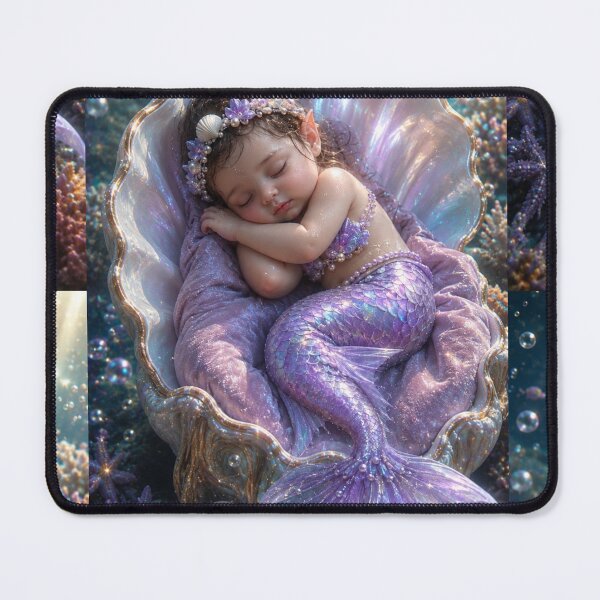Item preview, Sleeping Baby Mermaid in Water – Enchanted Ocean Fantasy Art designed and sold by Bhaskar Digital Art.