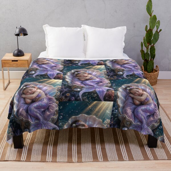 Item preview, Sleeping Baby Mermaid in Water – Enchanted Ocean Fantasy Art designed and sold by Bhaskar Digital Art.