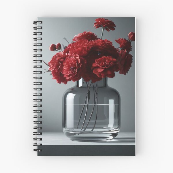 Item preview, Red Flower Bouquet in Glass Vase, Moody Modern Floral Still Life designed and sold by NarjaShop.