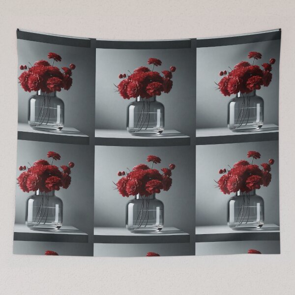 Item preview, Red Flower Bouquet in Glass Vase, Moody Modern Floral Still Life designed and sold by NarjaShop.