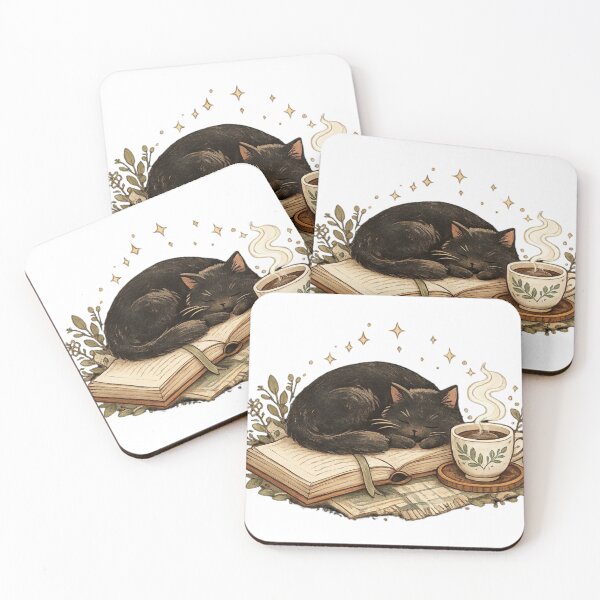 Item preview, Cozy Black Cat Sleeping On Book Coffee designed and sold by MaafiaArtsThai.