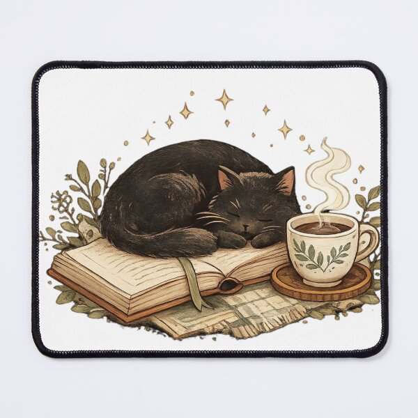 Item preview, Cozy Black Cat Sleeping On Book Coffee designed and sold by MaafiaArtsThai.