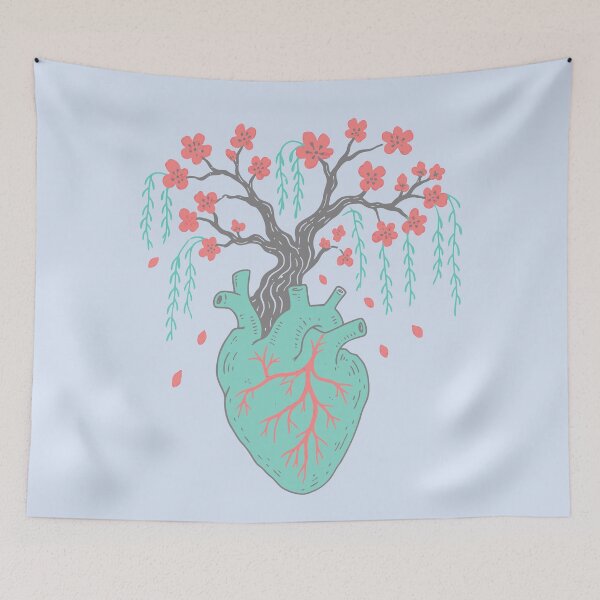 Item preview, Anatomical Heart Blooming Tree Cherry Blossom Floral Artwork designed and sold by Studio Bootleg.