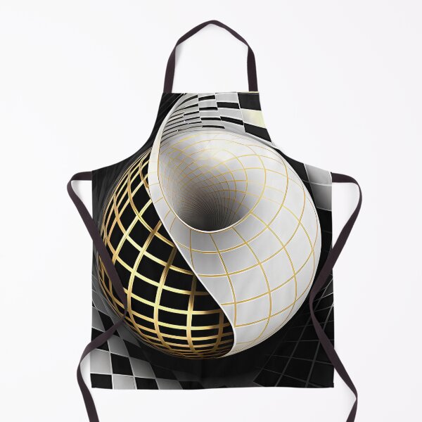 Item preview, Checkerboard Escher Sphere Illusion in Gold designed and sold by RAGANADesign.