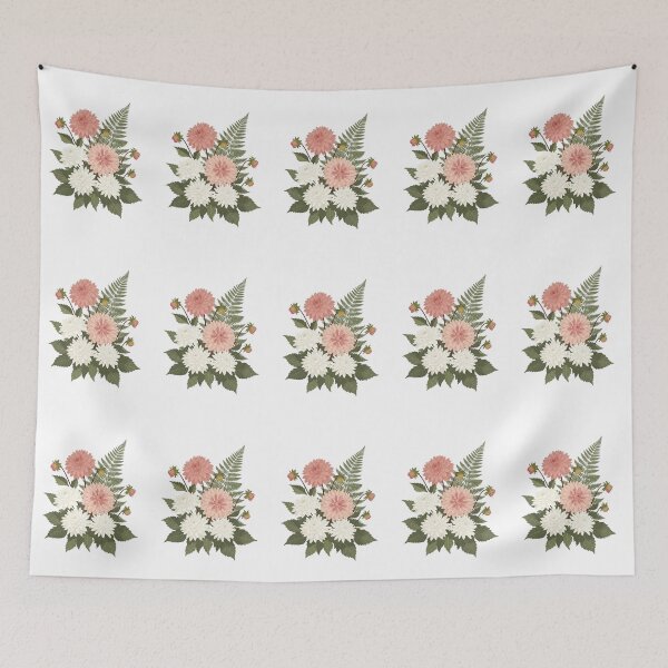 Item preview, Victorian Pink Dahlias and Ferns - Vintage Botanical Floral Art designed and sold by Dzblack.