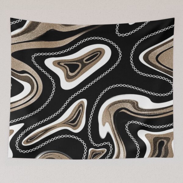 Item preview, Gold Glitter Marble Swirls and Silver Chain Luxury Fluid Abstract Pattern designed and sold by LYAN-STORE.