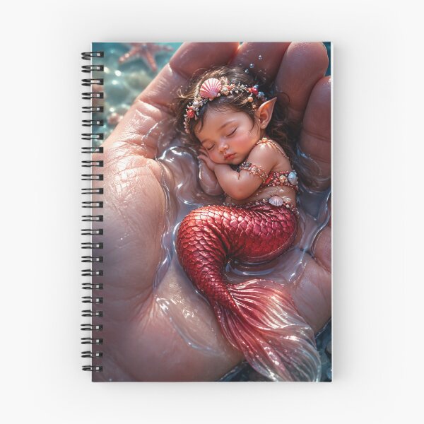 Item preview, Baby Mermaid Sleeping in a Hand – Magical Ocean Fantasy Art designed and sold by Bhaskar Digital Art.
