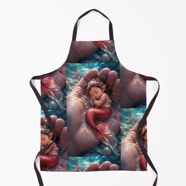 Item preview, Baby Mermaid Sleeping in a Hand – Magical Ocean Fantasy Art designed and sold by Bhaskar Digital Art.