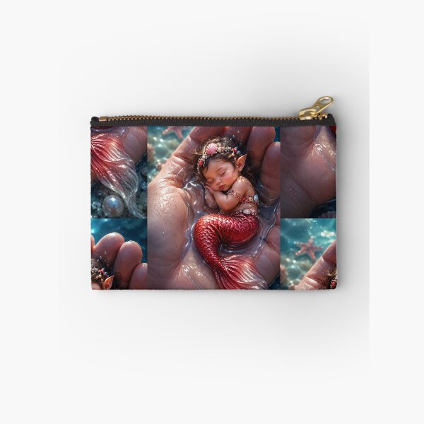 Item preview, Baby Mermaid Sleeping in a Hand – Magical Ocean Fantasy Art designed and sold by Bhaskar Digital Art.