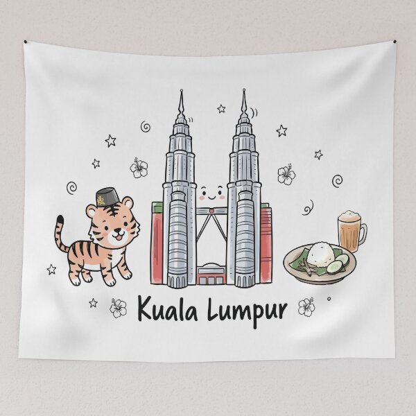 Item preview, Cute Petronas Towers Kuala Lumpur Doodle Art designed and sold by RamyGallery.