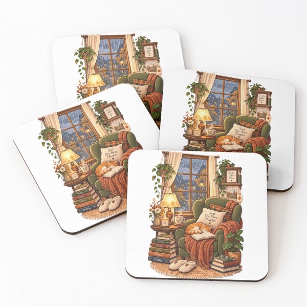Item preview, Cozy Rainy Day Book Nook Sleeping Cat designed and sold by MaafiaArtsThai.