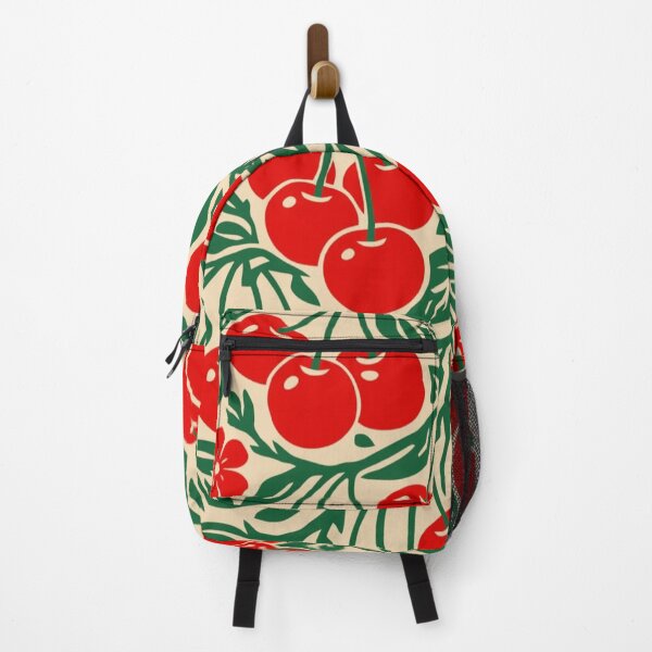 Item preview, Vintage Red Cherries Floral Block Print William Morris Style Pattern designed and sold by LYAN-STORE.