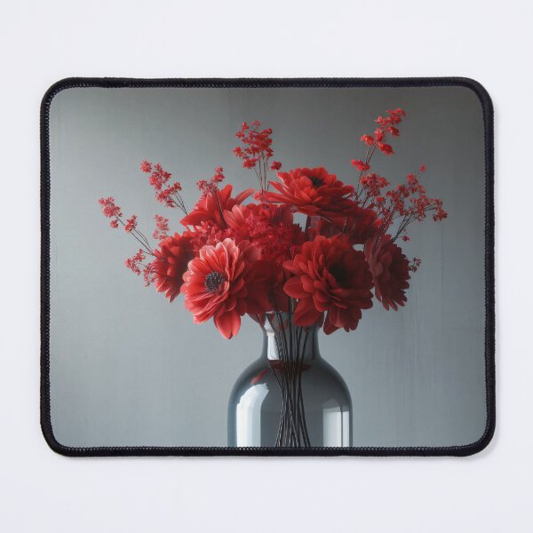 Item preview, Red Flower Bouquet in Glass Vase, Moody Modern Floral Still Life designed and sold by NarjaShop.