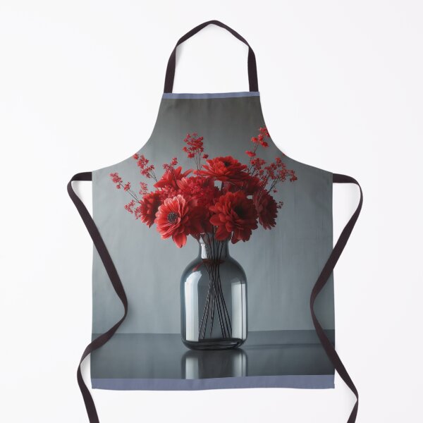 Item preview, Red Flower Bouquet in Glass Vase, Moody Modern Floral Still Life designed and sold by NarjaShop.