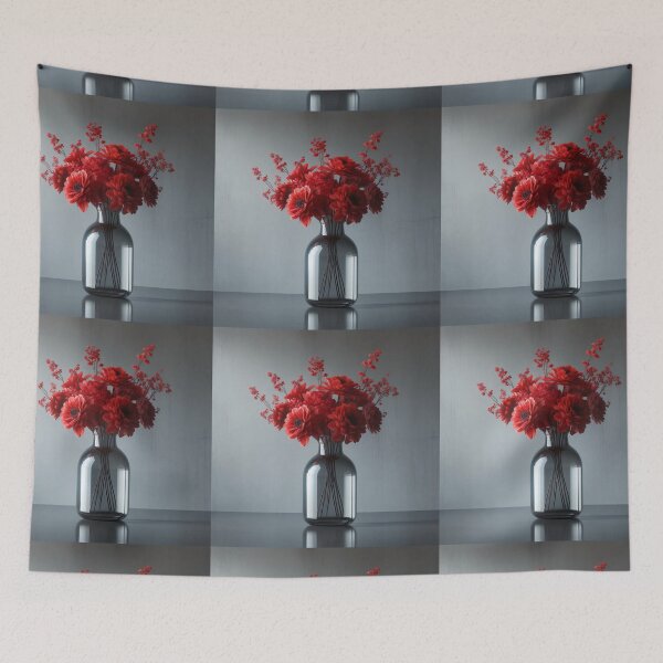 Item preview, Red Flower Bouquet in Glass Vase, Moody Modern Floral Still Life designed and sold by NarjaShop.