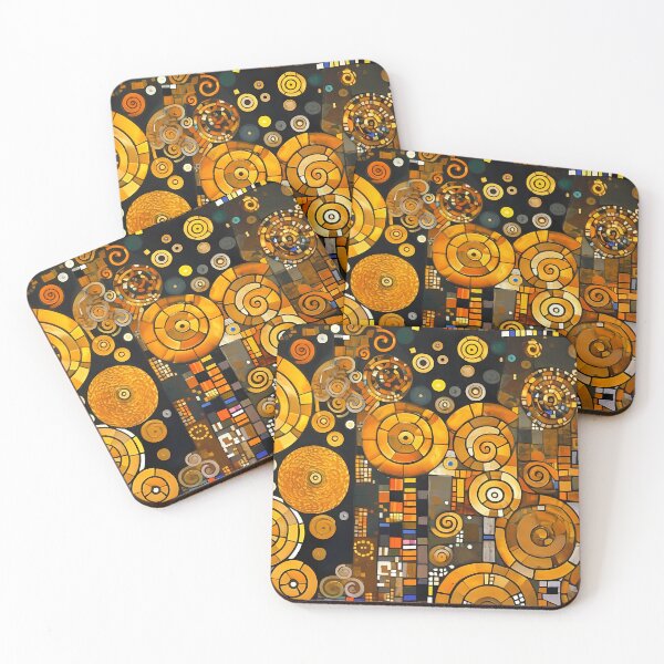 Item preview, Orange and Gold Spiral Mosaic on Black designed and sold by RAGANADesign.