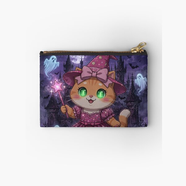 Item preview, Cute Pink Witch Cat Castle Ghosts Pumpkins designed and sold by Moody Vibes Studio.