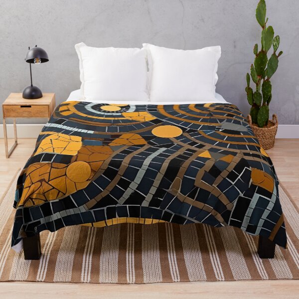 Item preview, Navy and Gold Art Deco Wave Mosaic designed and sold by RAGANADesign.