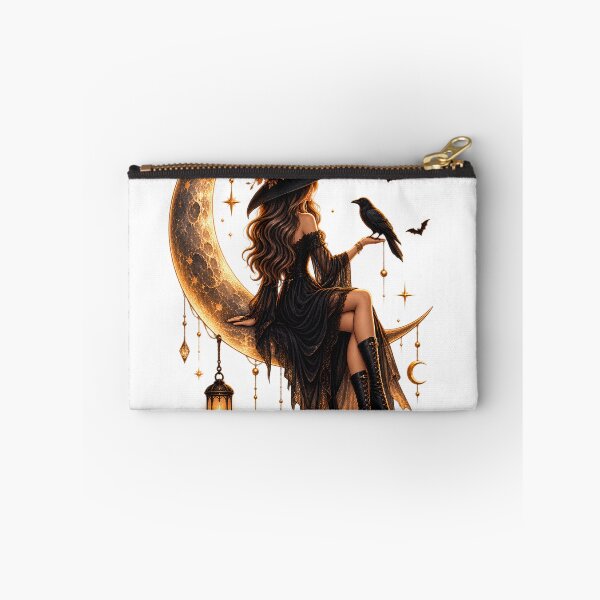 Item preview, Moonlit Witch | Golden Crescent Moon Halloween Design designed and sold by CalmMandala.