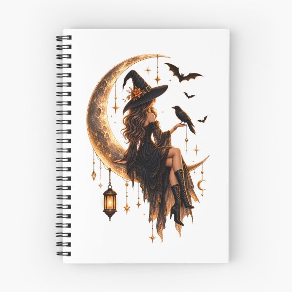 Item preview, Moonlit Witch | Golden Crescent Moon Halloween Design designed and sold by CalmMandala.
