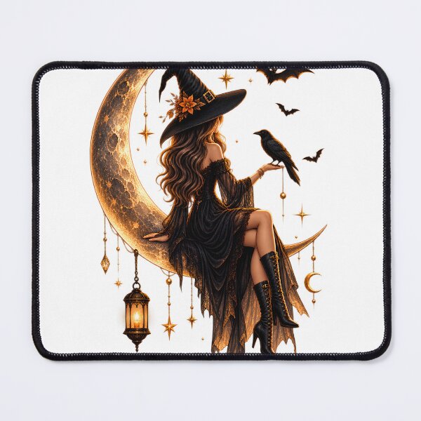Item preview, Moonlit Witch | Golden Crescent Moon Halloween Design designed and sold by CalmMandala.
