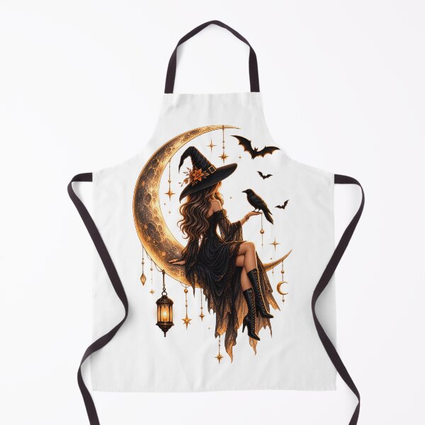 Item preview, Moonlit Witch | Golden Crescent Moon Halloween Design designed and sold by CalmMandala.