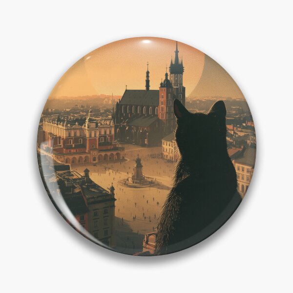 Item preview, Cracow at Night – Black Cat & Main Square Retro Travel Poster designed and sold by ROD.