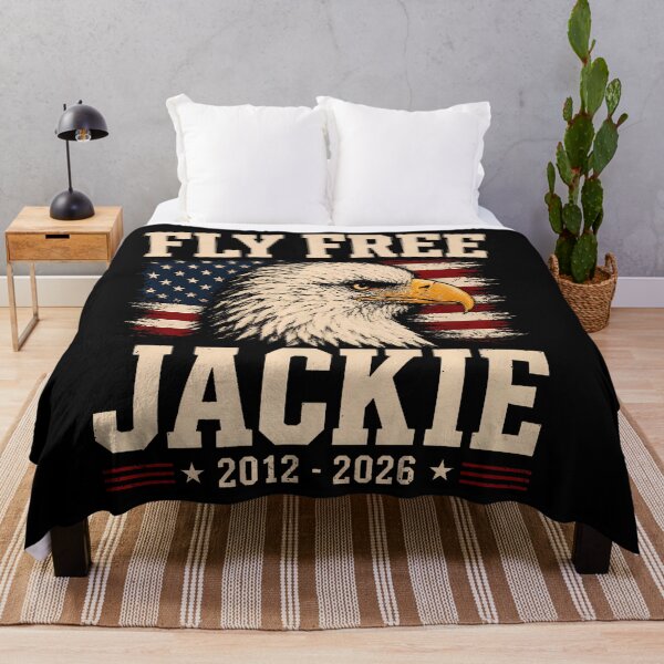 Item preview, Fly Free Jackie Eagle America USA Flag Wildlife Tribute designed and sold by HaytamShop.