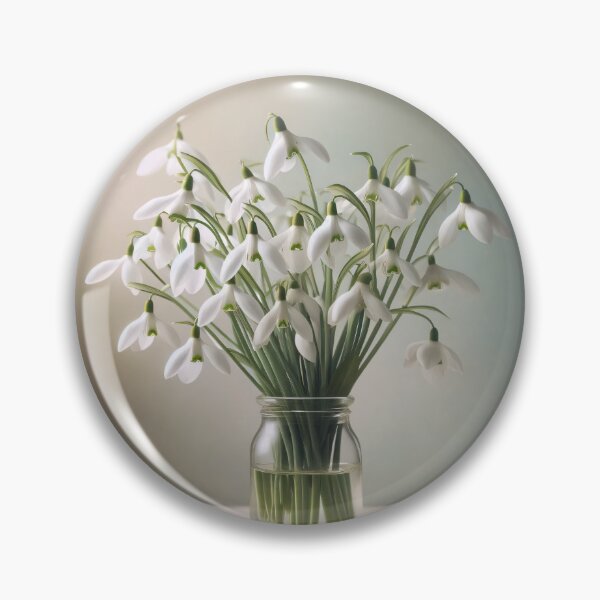 Item preview, Snowdrop Flowers in Glass Jar, Soft White Floral Still Life designed and sold by NarjaShop.