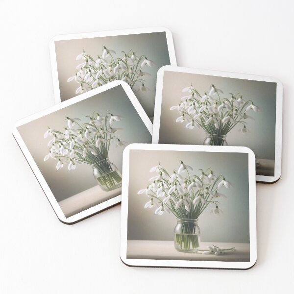 Item preview, Snowdrop Flowers in Glass Jar, Soft White Floral Still Life designed and sold by NarjaShop.