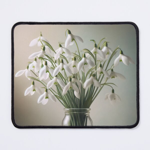 Item preview, Snowdrop Flowers in Glass Jar, Soft White Floral Still Life designed and sold by NarjaShop.