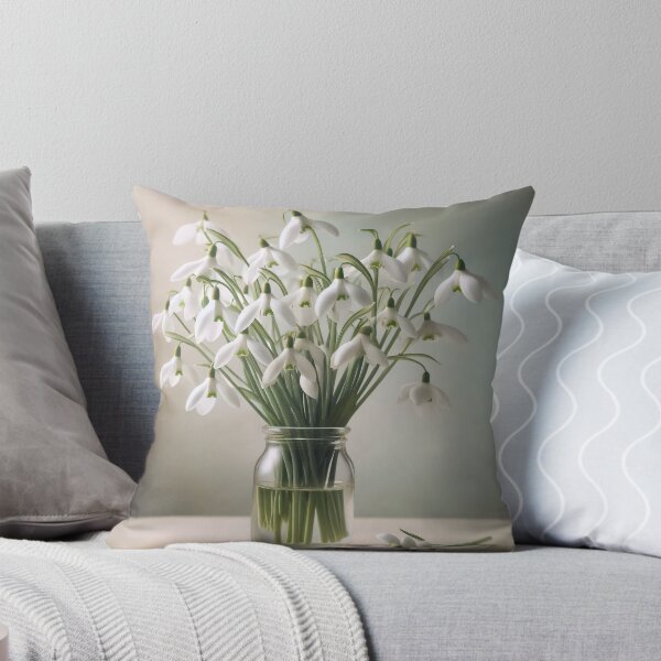 Item preview, Snowdrop Flowers in Glass Jar, Soft White Floral Still Life designed and sold by NarjaShop.