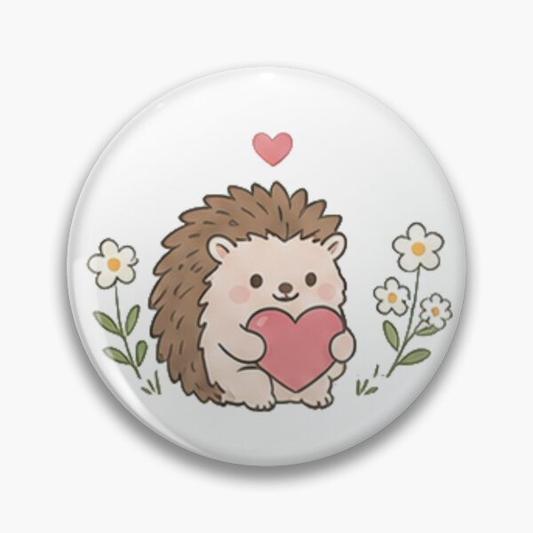 Item preview, Cute Kawaii Hedgehog Holding Heart Daisy Flower Aesthetic designed and sold by Rehnair.