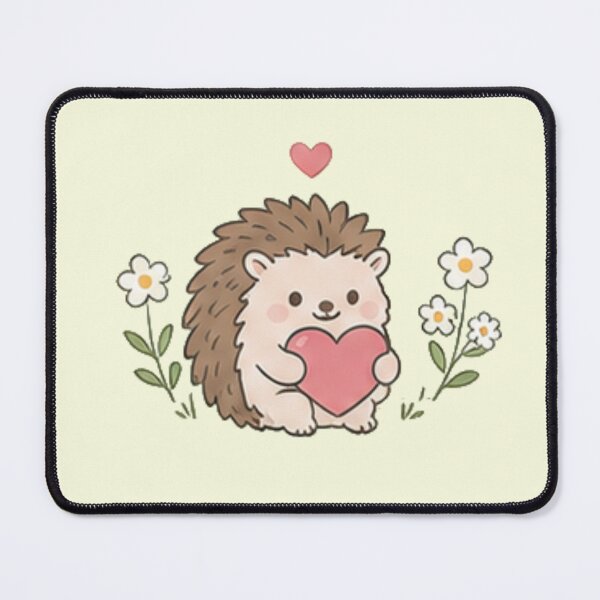 Item preview, Cute Kawaii Hedgehog Holding Heart Daisy Flower Aesthetic designed and sold by Rehnair.