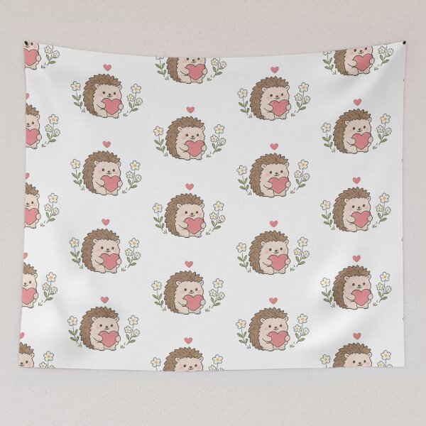 Item preview, Cute Kawaii Hedgehog Holding Heart Daisy Flower Aesthetic designed and sold by Rehnair.