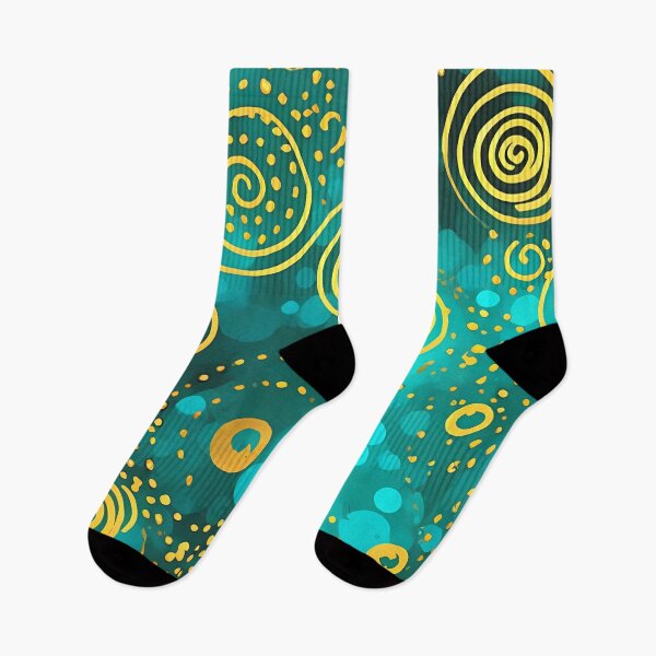 Item preview, Delicate Gold Dotted Spirals on Deep Teal designed and sold by RAGANADesign.