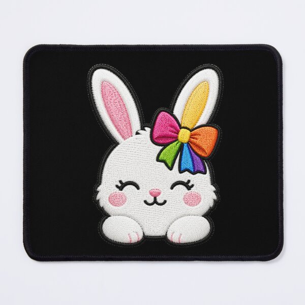 Item preview, Rainbow Bunny Embroidery Patch Illustration designed and sold by ColorSplash123.