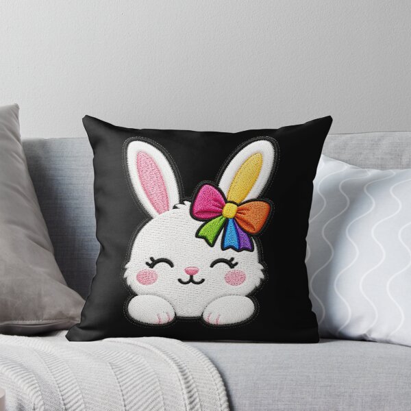 Item preview, Rainbow Bunny Embroidery Patch Illustration designed and sold by ColorSplash123.