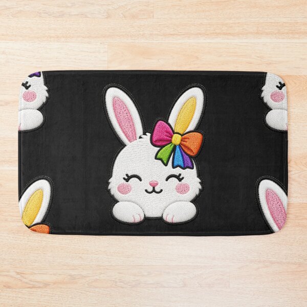 Item preview, Rainbow Bunny Embroidery Patch Illustration designed and sold by ColorSplash123.