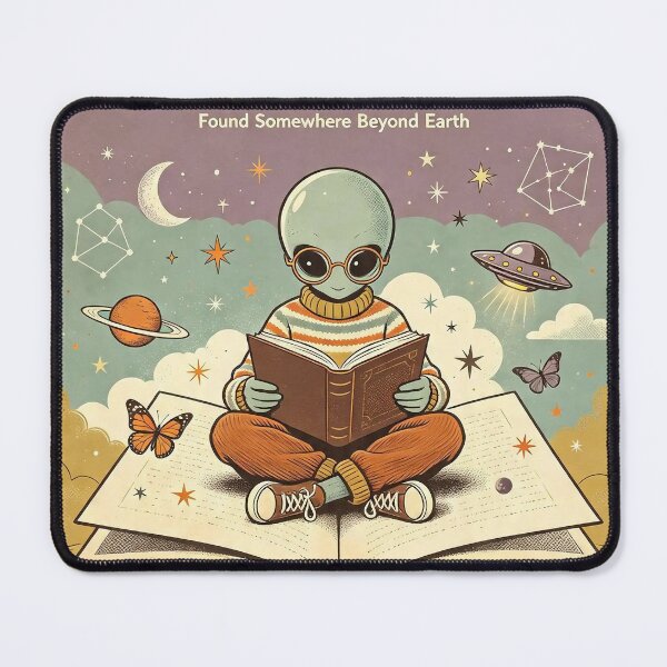 Item preview, Lost In A Good Book Reading Alien Poster designed and sold by NatalieJeans.