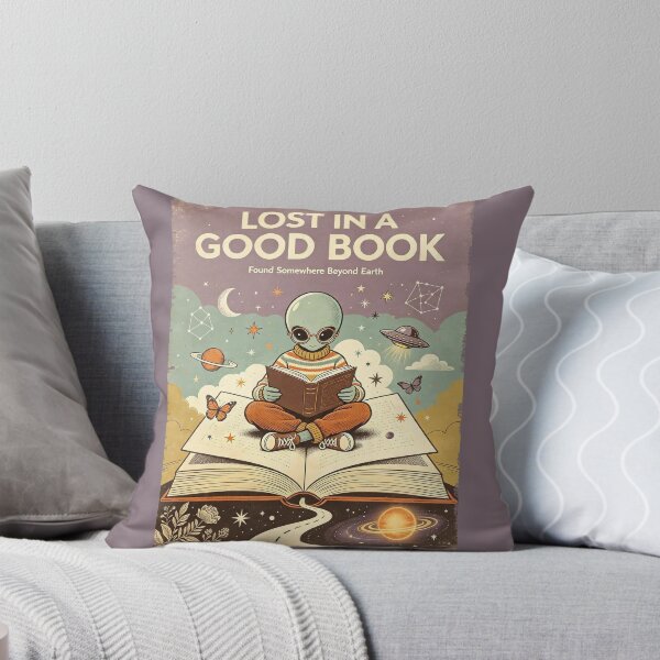 Item preview, Lost In A Good Book Reading Alien Poster designed and sold by NatalieJeans.
